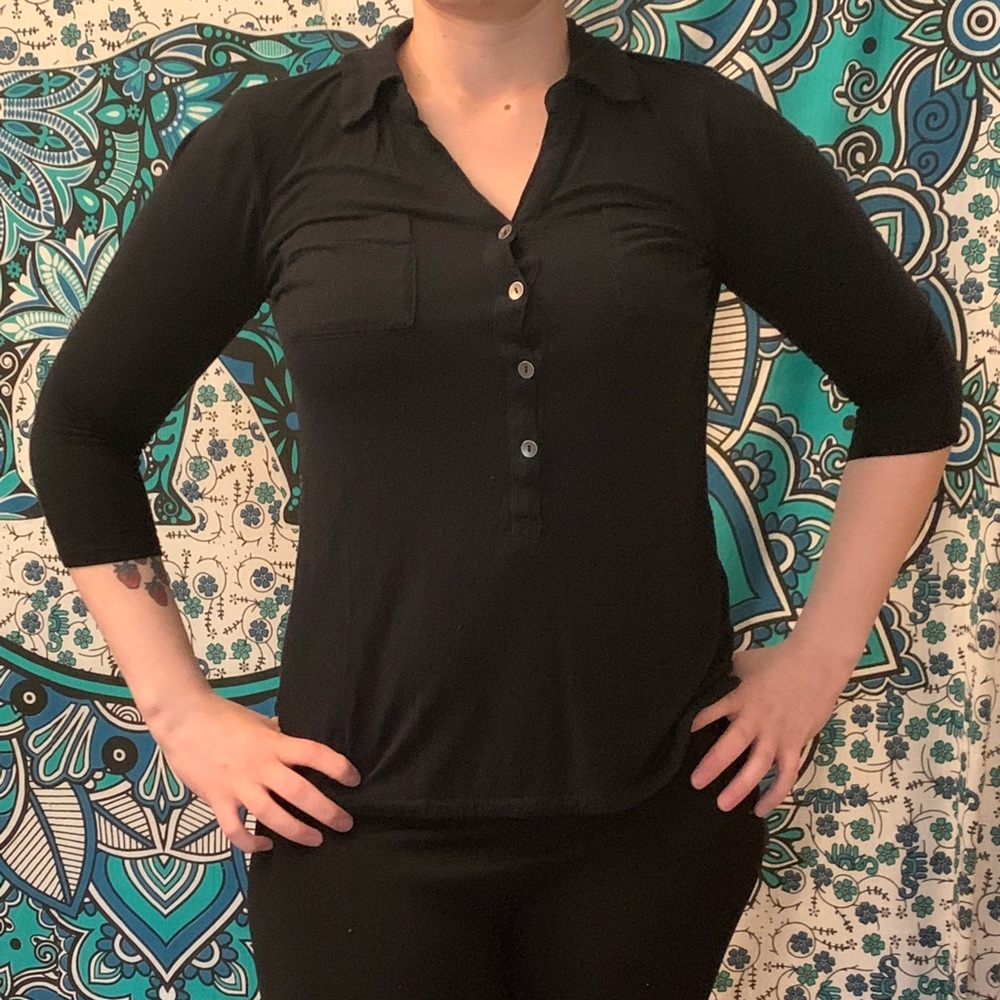 Black Button Up Collared Shirt